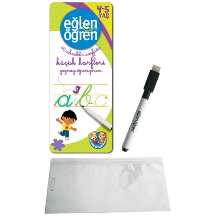 Eğlen Öğren - 40 Silinebilir Sayfada - Küçük Harfleri Yazmayı Öğreniyorum (4-5 Yaş)