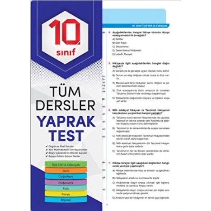 10. Sınıf Tüm Dersler Yaprak Test