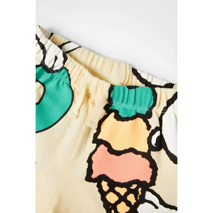 Unisex Bebek & Çocuk Snoopy Baskılı Pamuklu Polo Yaka T-shirt ve Şort Alt Üst Takım