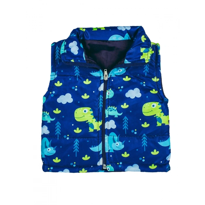 Erkek Bebek Mavi Renk Dinozor Desenli Mevsimlik Şişme Yelek