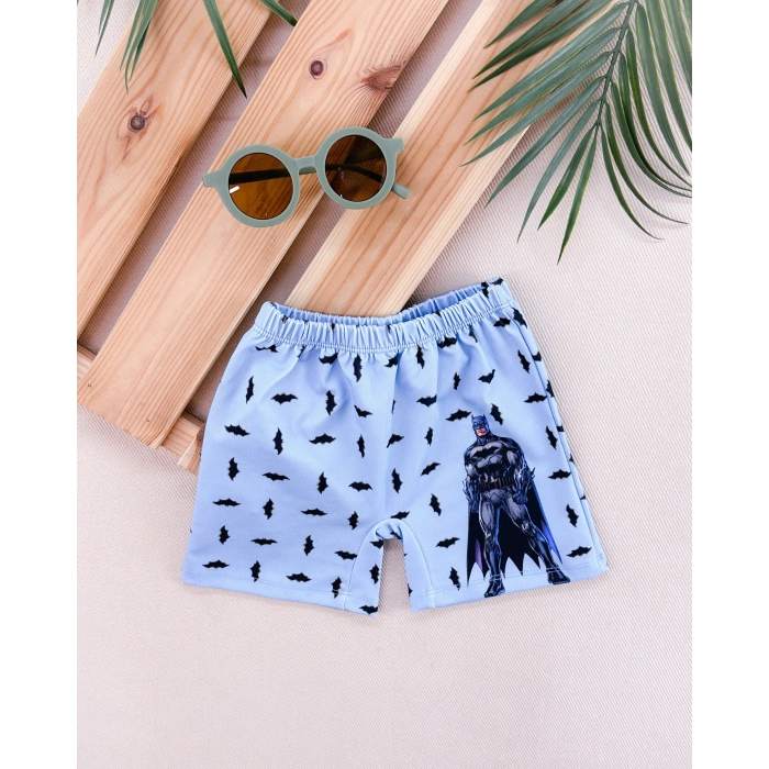 Erkek Çocuk Scuba Kumaş Batman Baskılı Deniz Şortu