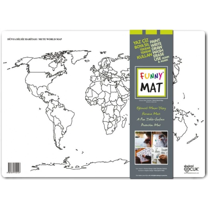 Funny Mat - Dünya Dilsiz Haritası 33,5x48cm