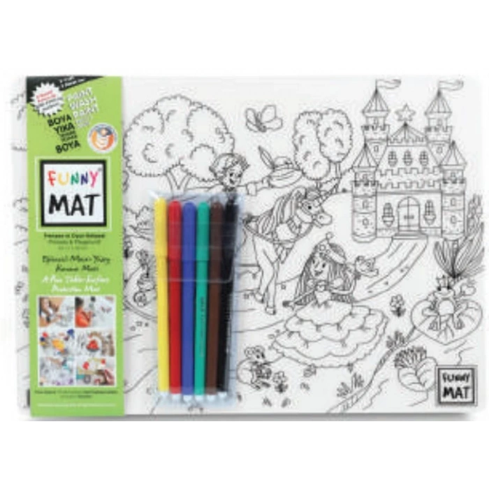 Funny Mat - Prenses Ve Oyun Bahçesi 6Lı Kalem Hediyeli 25 x 35 cm