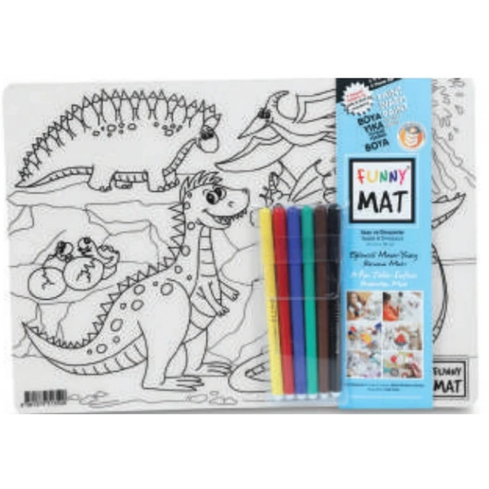 Funny Mat - Uzay Ve Dinozorlar 6Lı Kalem Hediyeli 25 x 35 cm