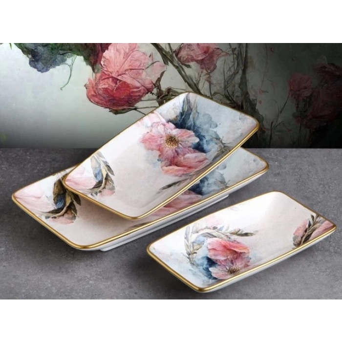 Pink 3lü Kayık Tabak G4331