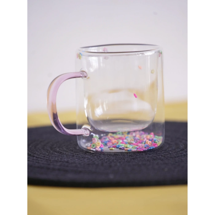 Lavena Çift Cidarlı Cam Kupa