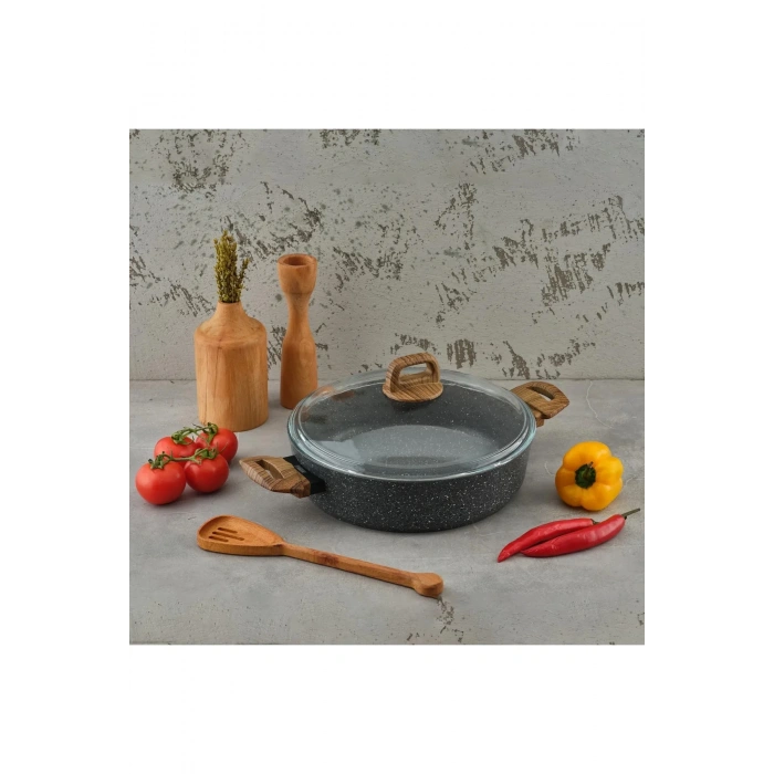 Leydi Marble Natura Granit Kısa Tencere 28 Cm