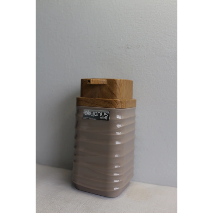 Luna Kare Sıvı Sabunluk Ahşap