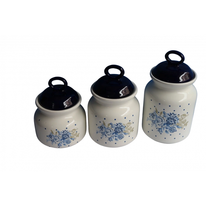 Molino Mavi Dekorlu Kavanoz Set 3lü