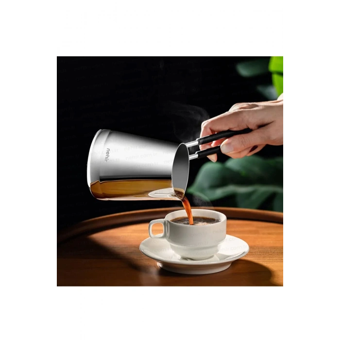 Nehir Everest 4 Parça Standlı Paslanmaz Çelik Cezve Seti