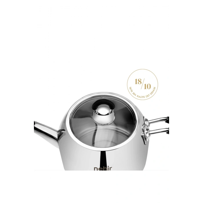 Nehir Modern Mini Orta Boy 1-2 Lt. Paslanmaz Çelik Çaydanlık Takımı