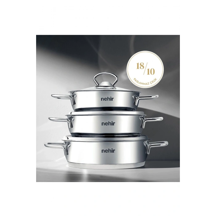 Nehir Silver 6 Parça Paslanmaz Çelik Sahan Seti (16-18-20 cm)