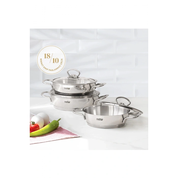 Nehir Silver 6 Parça Paslanmaz Çelik Sahan Seti (16-18-20 cm)