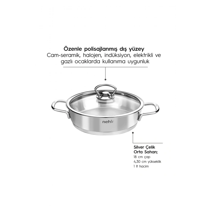 Nehir Silver 6 Parça Paslanmaz Çelik Sahan Seti (16-18-20 cm)