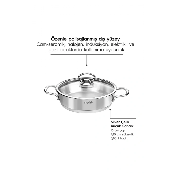 Nehir Silver 6 Parça Paslanmaz Çelik Sahan Seti (16-18-20 cm)