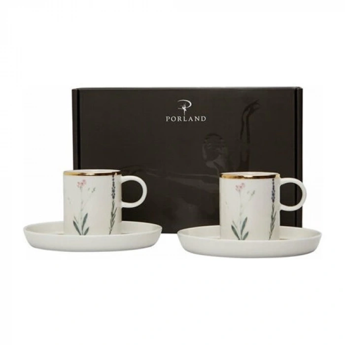 Porland Botanical Desen Kahve Takımı 4 Parça
