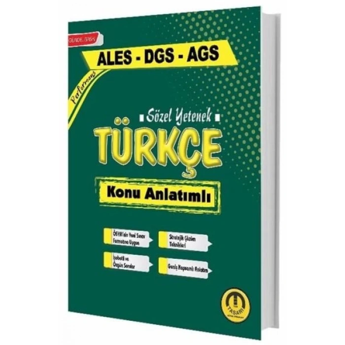 Tasarı Yayınları Ales Dgs Meb-Ags Sözel Yetenek Türkçe Konu Anlatımlı