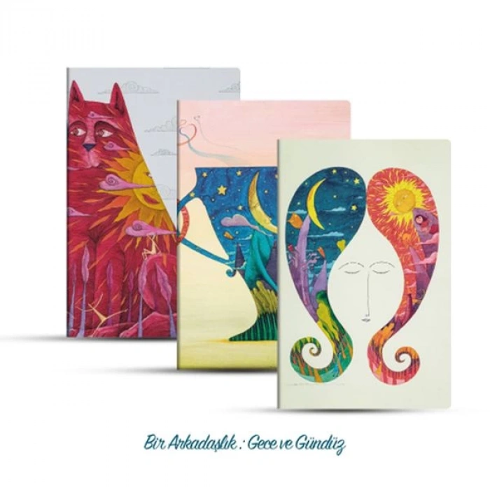 Üçlü Çizgisiz Defter Seti: Bir Arkadaşlık: Gece ve Gündüz