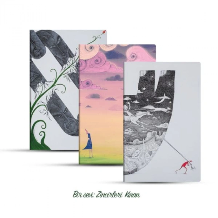 Üçlü Çizgisiz Defter Seti: Bir Sevi: Zincirleri Kıran