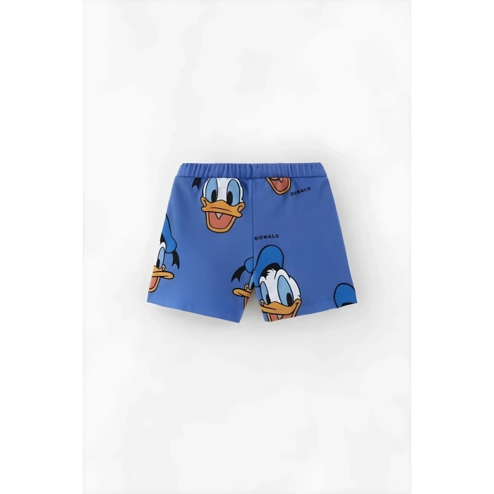 Unisex Bebek & Çocuk Donald Duck Baskılı Pamuklu Bisiklet Yaka Beyaz T-shirt ve Şort Alt Üst Takım