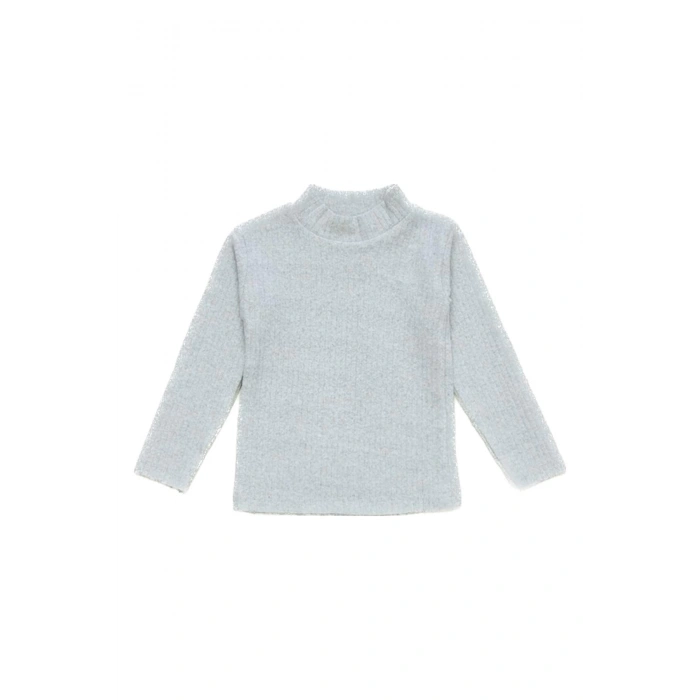 Unisex Çocuk Gri Renk Raporlu Balıkçı Yaka Fitilli Model Uzun Kol Body