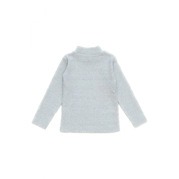 Unisex Çocuk Gri Renk Raporlu Balıkçı Yaka Fitilli Model Uzun Kol Body