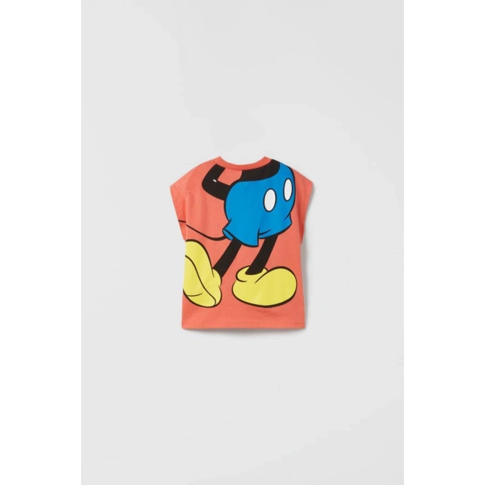 Unisex Çocuk Mickey Mouse Baskılı Pamuklu Bisiklet Yaka T-shirt ve Şort Alt Üst Takım