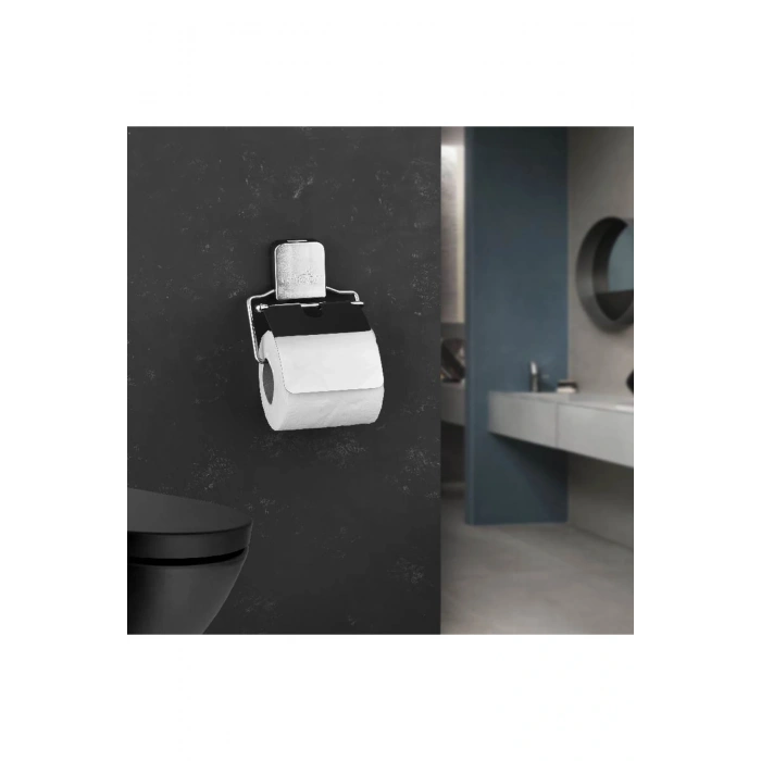 Metal Kapaklı Yapışkanlı Tuvalet Kağıdı Askısı Banyo Tuvalet Kağıtlığı Aparatı Peçetelik Organizer Plastik