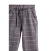 Erkek Bebek & Çocuk Kareli Model Füme Renk Beli Lastikli Jogging Kumaş Pantolon