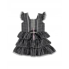 Kız Çocuk Siyah Ekose Modelli Volanlı Fırfırlı Etek Detaylı Punk Elbise