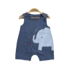 Unisex Bebek Denim Renk Pamuklu Fil İşlemeli Askılı Yumuşak Kumaş Çıtçıtlı Tulum