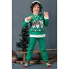 Unisex Çocuk Yılbaşı Christmas Noel Temalı 3 Cüce Kapüşonlu 3 İp Şardonlu 3 Parça Alt Üst Takım