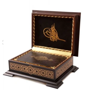 Ahşap Kutulu KurAn (Çanta Boy-Kahverengi) (0313)