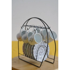 Askılı Yuvarlak Fincan Standı, Siyah Fincan Standı, Fincan Takımı Standı