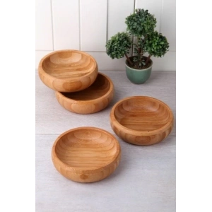 Balsa Bambu Yuvarlak 4lü Çerezlik Kase 9 cm