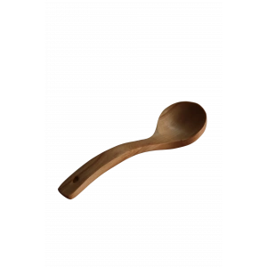 Bambu Eğri Büyük Kaşık - Delikli, Ergonomik, Çizmez Ahşap Kaşık 1 Adet 26cm