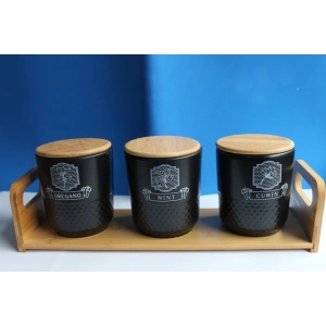 Bambu Standlı 3lü Baharat Seti Pera