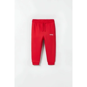 Çocuk Kırmızı Renk Kışlık Beli Lastikli Jogger Eşofman Altı