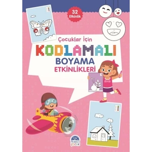 Çocuklar İçin Kodlamalı Boyama Etkinlikleri - Pembe - 32 Etkinlik
