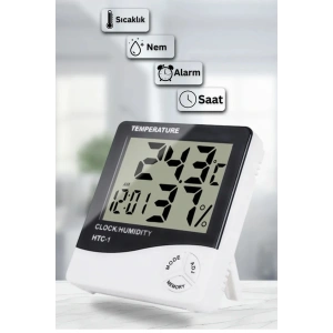 Dijital Oda Termometre Sıcaklık Ve Nem Ölçer Masa Saati Alarm