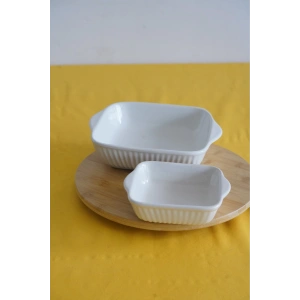 Ecr Seramik 2li Kare Fırın Kabı 21Cm