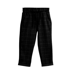 Erkek Bebek & Çocuk Kareli Model Siyah Renk Beli Lastikli Jogging Kumaş Pantolon
