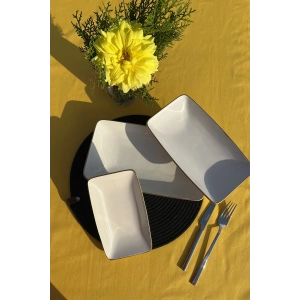 Beyaz Gold 3lü Seramik Kayık Tabak