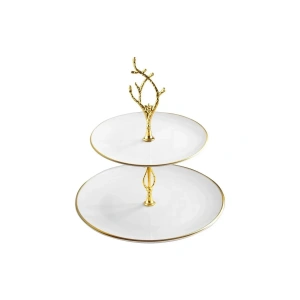 Beyaz Gold Çizgili Katlı Kurabiyelik G2800