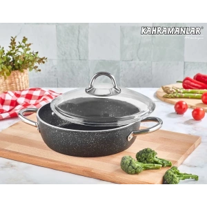 Kahramanlar Stone Black Titanyum Basık Tencere 28cm