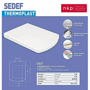 Kare Sedef Klozet Kapağı Beyaz Yavaş Kapanan
