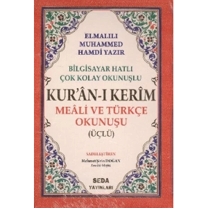 Kuranı Kerim Meali ve Türkçe Okunuşlu Orta Boy Bilgisayar Hatlı Üçlü (Kod.006)
