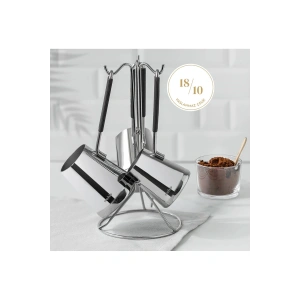 Nehir Everest 4 Parça Standlı Paslanmaz Çelik Cezve Seti