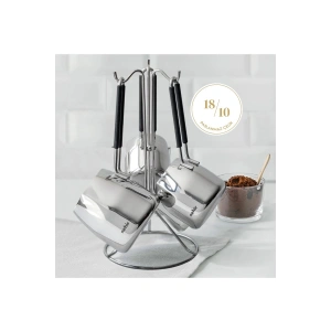 Nehir Modern 4 Parça Standlı Paslanmaz Çelik Cezve Seti