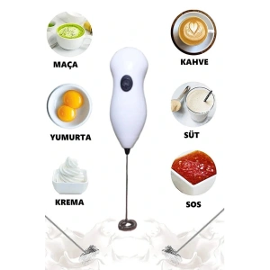 Pilli Mini Mixer Kahve Süt Köpürtücü Karıştırıcı Cappuccino Mixer